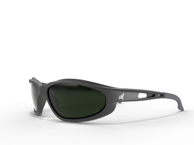 EDGE Dakura Wrap-Around Safety Glasses, Anti-Scratch, Non-Slip, UV 400, Military Grade, ANSI/ISEA & MCEPS Compliant, 5.04" Wide, Black Frame / IR5 Medium Welding Lens - Image 1